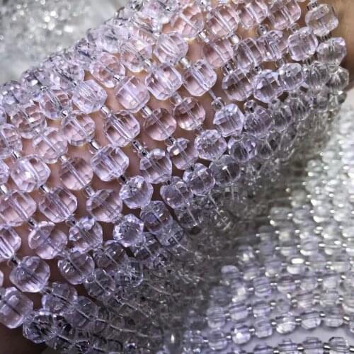 White crystal quartz round square faceted 8-9mm for DIY jewelry making 36cm