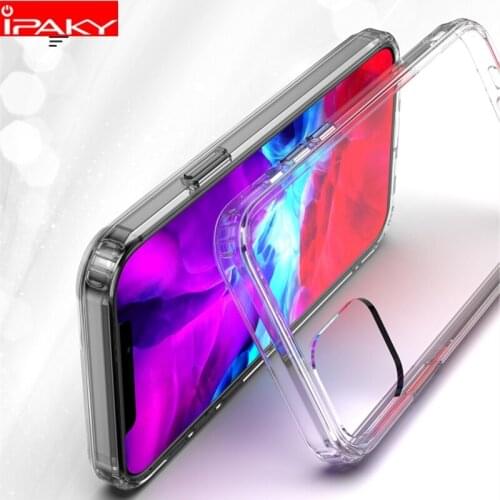 For iPhone 12 Case IPAKY 12 Pro Mini Case Colored Buttons Acrylic TPU Mixed Transparent Shockproof for iPhone 12 Pro Max Case