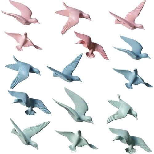 Home Decorative Resin 3D Handmade Flying Seagull Birds Crafts Wall Art Sculpture Hanging Decor