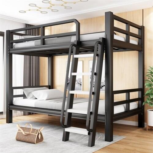Bunk Bed 120/150/180CM Dormitory Iron Double High Loft Teenage Adult Bedroom Simple Lunch Nap Bed Twin Bed Frame With Ladder