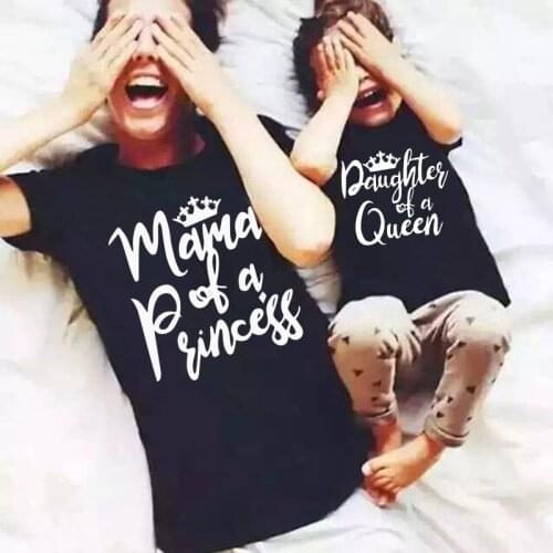 Cotton Mama and Daughter Print Mommy and Me Clothes Summer Fashion Tshirt Baby Girl Clothes Family Women Mom Girl Boys T shirt