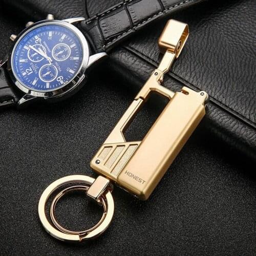 HONEST Keychain Torch Turbo Lighter Unusual Gas Lighters Jet Cigarette Butane Cigar Pipe Metal Smoking Accessories Lighters