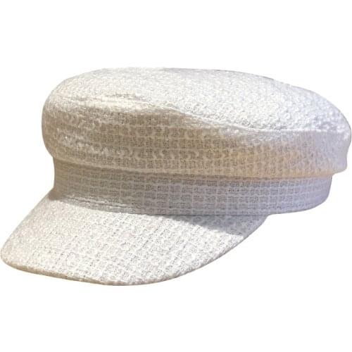 Flat Top Cap Military Hat Spring Autumn Octagonal Cap Stylish Salior Military Hat Young Girl Hat Female H4