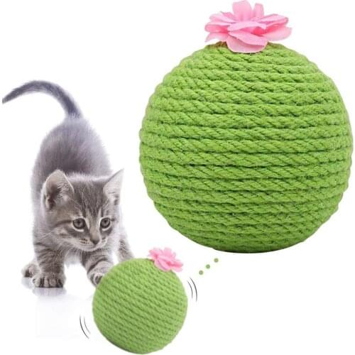 Cactus Scratching Post With Flower Decor Cat Ball Scratch Board Sisal Rope Ball Climbing Cat Toy For Cats Interactive Toy #20
