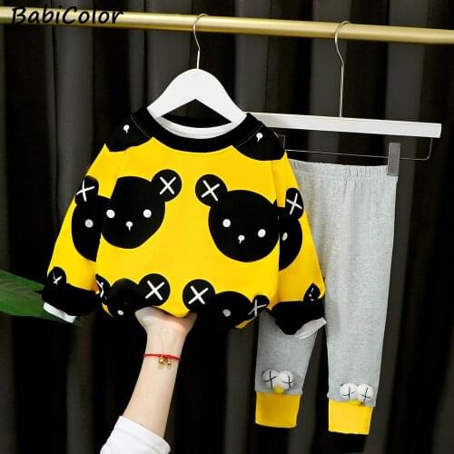 Fashion Baby Girls Clothing Sets Children Cotton Cartoon Tops+Leggings Pants Casual Baby Girls 2Pcs Suit Costume