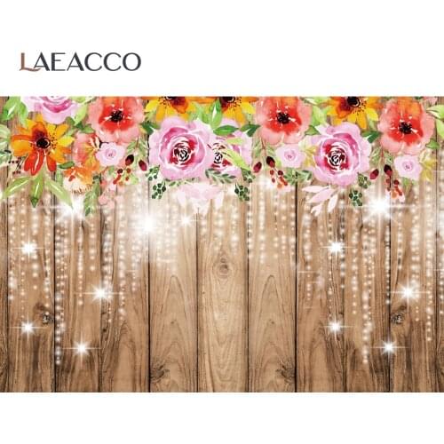 Laeacco Wood Board Spring Flowers Backdrop For Photography Pet Food Baby Child Portrait Photo Background For Photo Studio Shoot