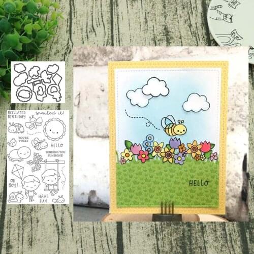 Boy Metal Cutting Dies and clear stamps Stencils for DIY Scrapbook Photo Album Paper Card Decorative