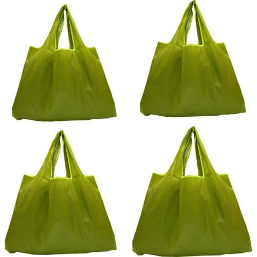 Reusable Shopping Bag Foldable 4-Piece Grocery Bag Large 50 Pound Handbag Washable Cloth Environment Friendly Nylon Tote Bag