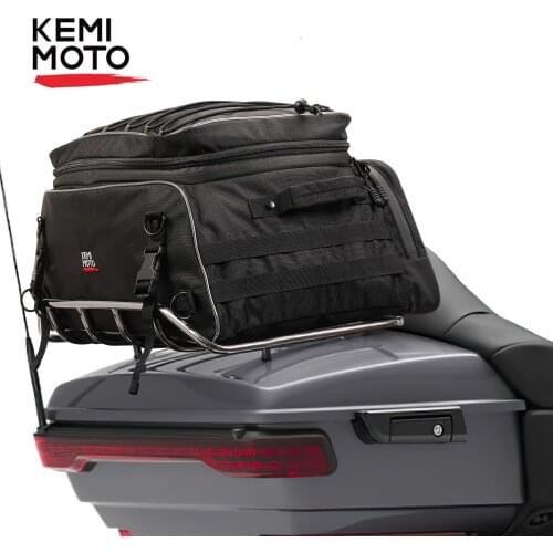 Motorcycle Bag Luggage Tour-Pack Rack Bag Collapsible Trunk Bags with Bar Straps Waterproof Backpack Universal UTV Touring