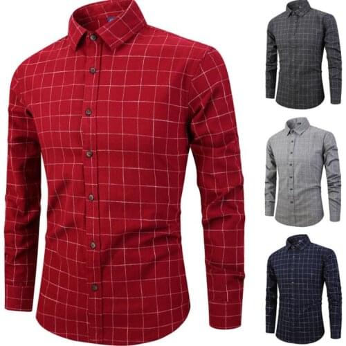 Mens Fashion Long Sleeve Plaid Striped Oxford Shirt Single Pocket Standard-fit Button-down Checkered Outerwear Casual Shirts
