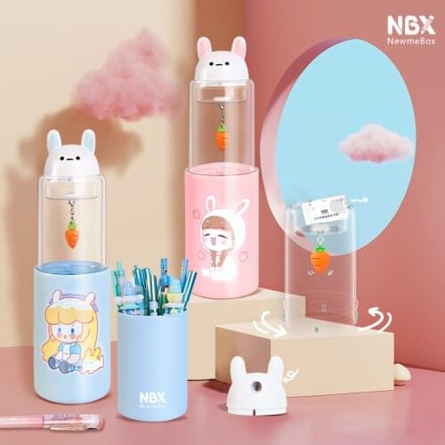 NBX Stand Up Pencil Case Storage Box Cute Magnetic Turnbuckle Pen Holder with Pencil Sharpener Eraser Desk Stationery Organizer