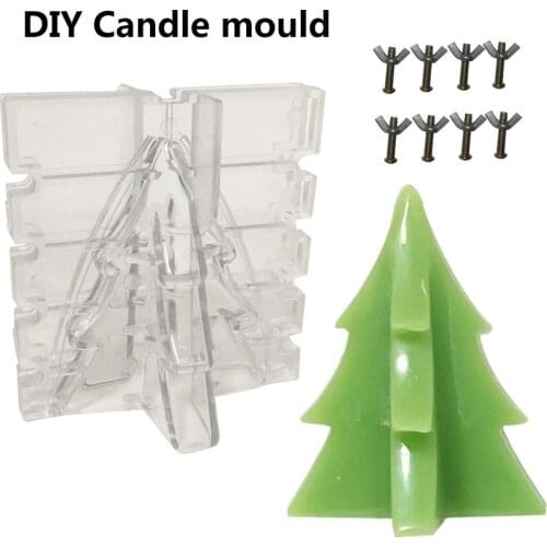 Christmas Candle Mold with Screws DIY Cross Shape Christmas Tree Candle Plastic Mold