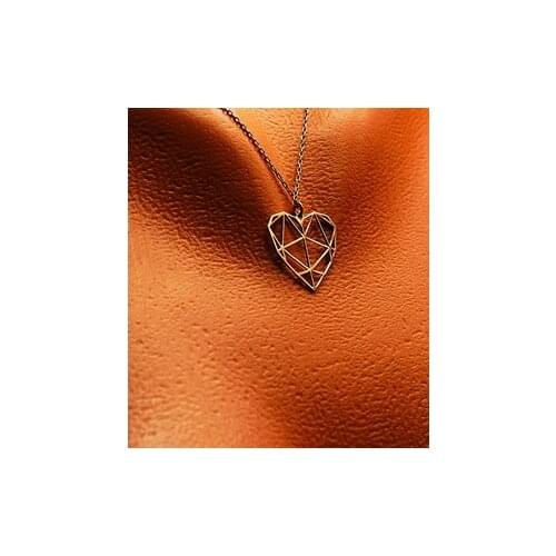 Mothers Day Gift Heart Shaped Silver Necklace with Leaf Veins