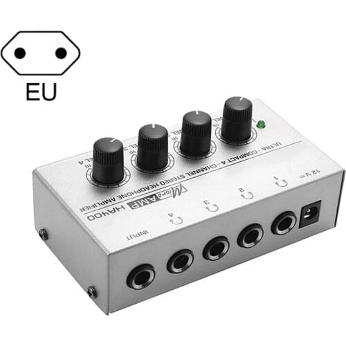 Portable Headphone Amplifier EU/US/UK PlugHa400 Ultra-Compact 4 Channels Mini O Stereo Headphone Amplifier With Power Adapter
