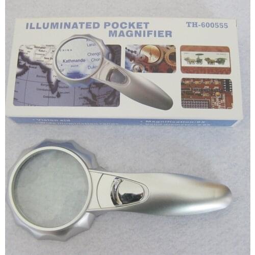 6X 65mm Hand-held Magnifiers with 6 LED Umbrella-type Jewelry Loupe Reading Magnifying Glass Lens Illuminated Pocket Magnifier