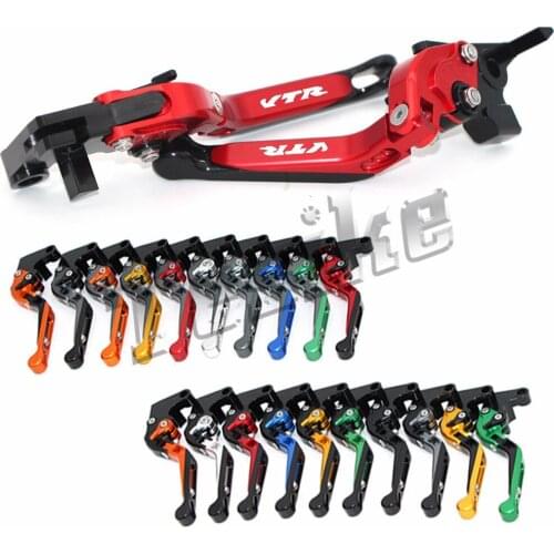 CNC Brake Clutch Levers Motorcycle For Honda VTR1000F / FIRESTORM VTR 1000 F 1998-2005 Foldable Extendable Logo (VTR)