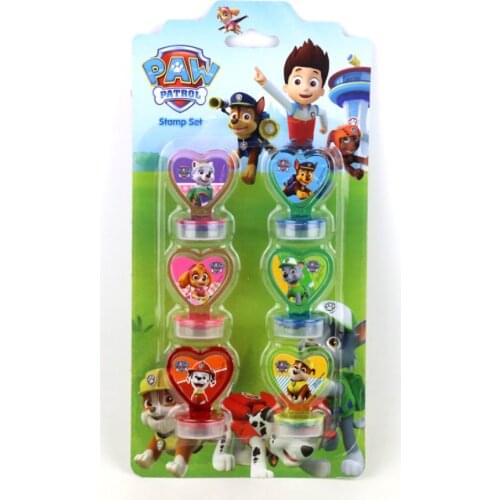 6pcs Paw Patrol Pattern Stamp Children Toy Elementary Cartoon Anime Figures Kids Student Stationery Kindergarten School Supplies