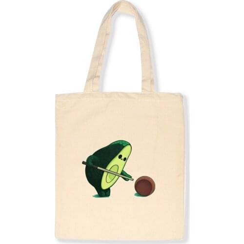 Avocado Printed Shopping Bags Eco Reusable Foldable Shoulder Bag High Capacity Handbag Fabric Canvas Tote Bag Women Shopper Bags