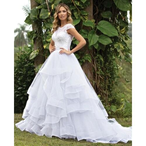 Custom Made Wedding Dresses Decachable Skirt Fluffy Tulle Lace Pearls Luxury Bridal Formal Wedding Gowns 2020 New Design HS50