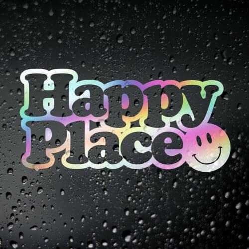 Three Ratels FD565 Happy Place Campervan Car Oil Slick Sticker - Caravan Motorhome Vanlife Camper