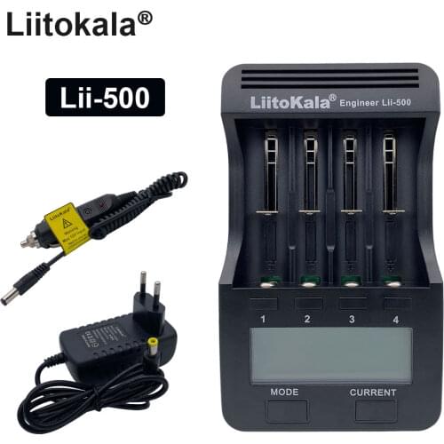 Liitokala lii500 LCD Battery Charger 18650 26650 18500 Cylindrical Lithium Batteries 3.7V 1.2V AAA NiMH Battery +12V 2A adapter