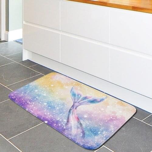 Zeegle Household Mats Fish Tail Doormat Outdoor Rugs Non-slip Kids Room Carpet Bathroom Mats Kitchen Carpet Absorbent Floor Mat