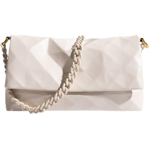 2021 New Fashion Women Shoulder Crossbody Bags Geometry Pattern Underarm Bag Acrylic Chain Fold Over Bolso Mujer