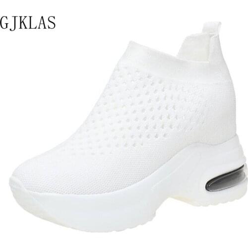 Hidden Heel White Platform Shoes Wedge Sneakers Slip on Shoes for Women Sneakers Casual Womens Shoes High Heels Sport Femme