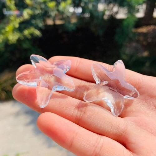 1PC Starfish Crystal Pendant Clear Chandelier Part Suncatcher Crystal Prisms Creative Sea Star Hanging Home Wedding Decor 2holes