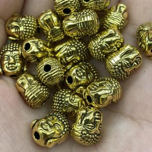 10pcs/lot Antique Gold Buddha Head Beads for Jewelry Making 9*11mm Metal Religion Charm Beads Diy Bracelet Necklace Accessories