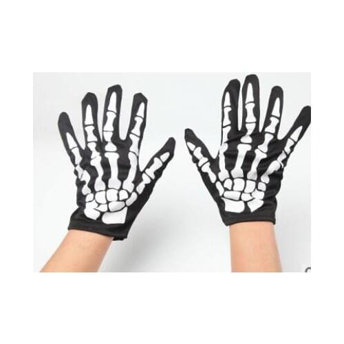 100pairs/lot punk style unisex skeleton gloves woman man cartoon skeleton full finger gloves