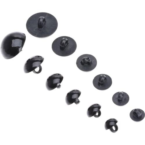 100Pcs Black Buttons Mushroom Domed Sewing DIY Animal Eyes Toy Diy Buttons Sewing Garment Leather Craft 9/10/11.5/12.5/15/20mm