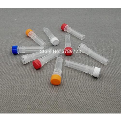 100pcs/lot 1.5ml Plastic Freezing Tubes Flat Bottom Sample Cryovial Centrifuge tube With Gasket