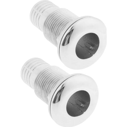 2Pcs 25mm (1 Inch) Boat Thru Hull Fitting Hose Barb Drain Marine Yacht 316 Stainless Steel