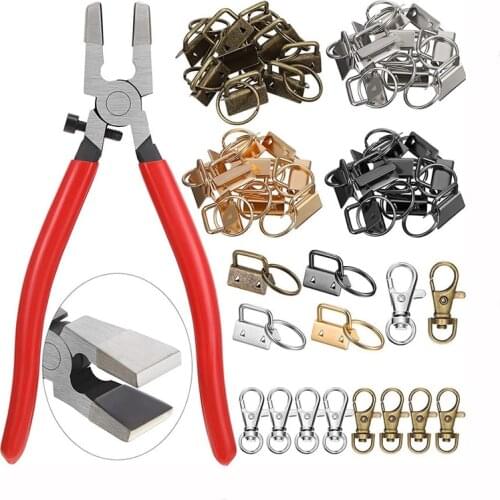 4 Colors Key Fob Hardware Wristlet 1 Inch with Key Fob Hardware Pliers and 16 Pieces Swivel Snap Hooks Hardware Sets