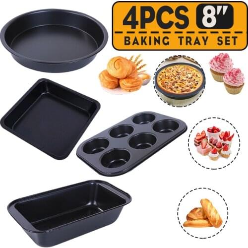 4-piece baking tool set baking household oven pizza baking plate bread novice non stick thickened cake mold