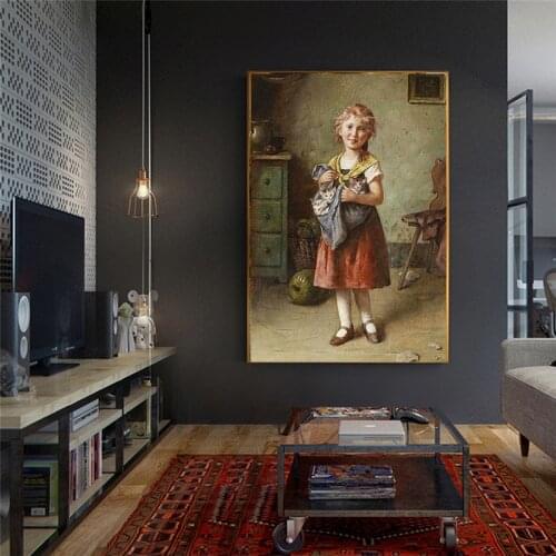 5D DIY Diamond Painting Cross Stitch Girl Portrait Kitten Animal Round Embroidery Rhinestone Mosaic Living Room Decoration Gift