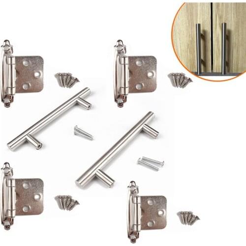 6 Pcs/Set Face-Frame Hinge Satin Nickel Cabinet Hardware Handle Pull For The Connection Between The Door Panels Accessories
