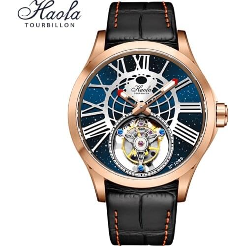 Haofa Skeleton Tourbillon Movement Watch For Men Luxury Hand Wind Men Mechanical Wristwatches Sapphire Fashion horloges mannen