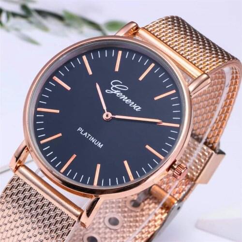 Fashion Women Watch GENEVA Ladies Watches Quartz Mesh Band Stainless Steel Wristwatch Bracelet Relojes Clock relogio feminino