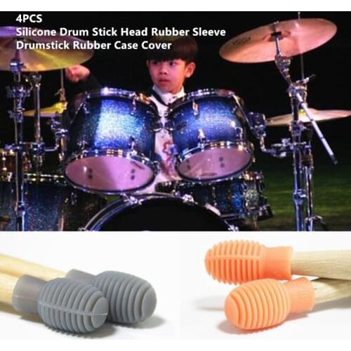 4Pcs Silicone Drum Stick Head Rubber Sleeve Drumstick Case Cover Percussion Instruments Drum Accessories
