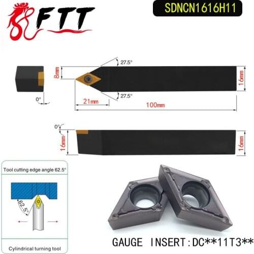 SDNCN1616H11 62.5 Degrees External Turning Tool Holder For DCMT11T304 DCMT11T308 Used on CNC Lathe Machine