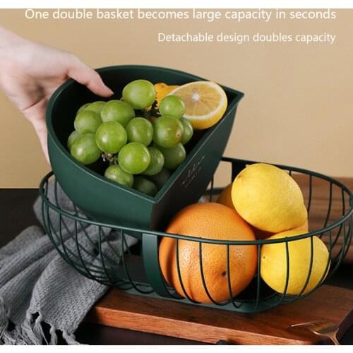 European Wrought Iron Fruit Basket Metal Wire Hollow Out Drain Bowl Snacks Storage Dish Stand for Living Room Kitchen
