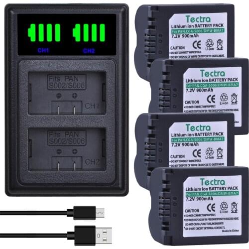 CGA-S006 DMW-BMA7 Batteries and Battery LED Dual Charger for Panasonic Lumix DMC-FZ7,DMC-FZ8,DMC-FZ18,DMC-FZ28,DMC-FZ30,DMC-FZ35