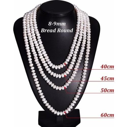 Hengsheng Real White Natural Freshwater Pearl Women Necklace,8-9mm Beads Jewelry Necklace,60cm Length Necklace Fashion Jewelry
