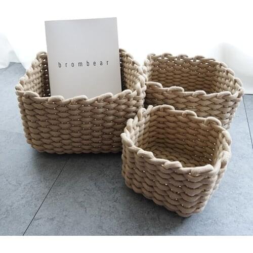 Nordic handmade cotton rope storage basket handmade laundry basket baby toy desk storage finishing display basket ZP8011518