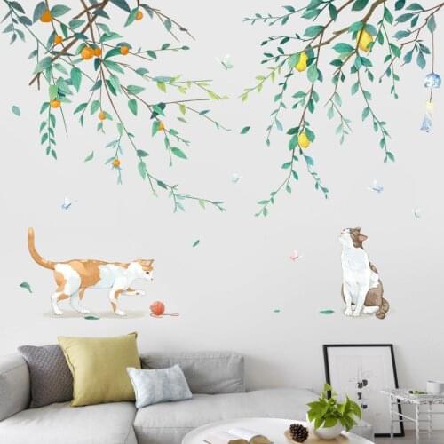 Creative fresh wall sticker fruit branch cat self-adhesive living room decoration bedroom decor home decor wall decor stickers