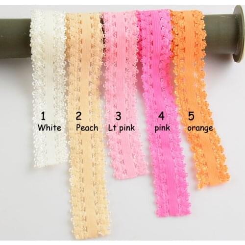 Girls 50yards 1.5cm 13Color Lacy Headbands Crown Patten Hollow-out Stretchy Headband Sold by Yards Hair Accessories HD06Y