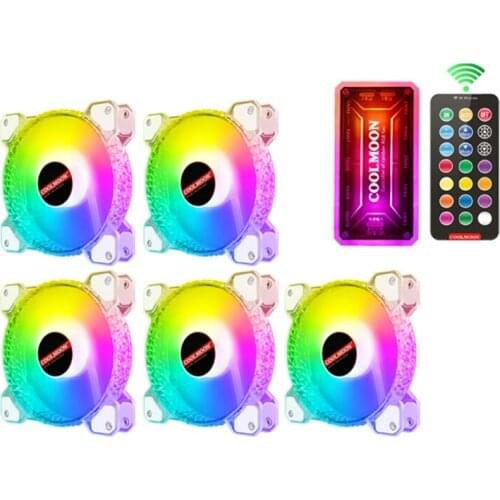 Coolmoon Crystal Diamond RGB Fan 12cm Mute Diamond Aperture Computer Symphony ARGB Motherboard Synchronous Chassis Fan
