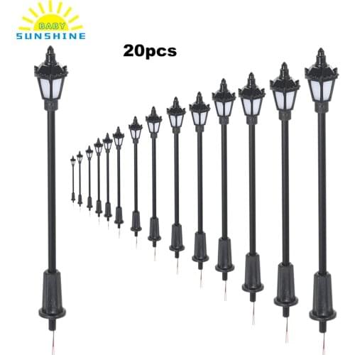 20pcs White/Warm White Model Street Lights Layout Lamppost Railroad Train Garden Playground Scenery Led Lamp Lighting 100/70mm
